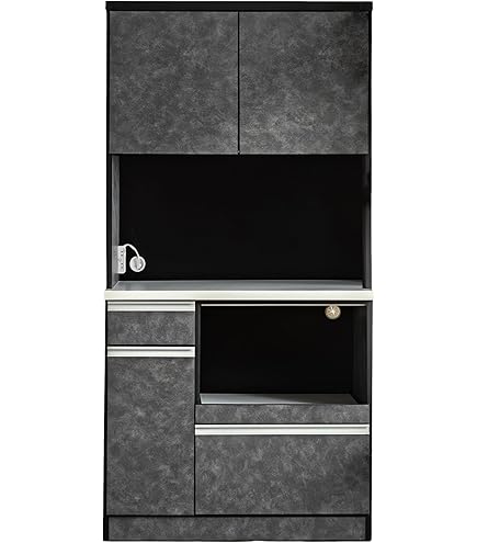 食器棚 レンジ台 キッチンボード ブラック KAGUCOCO KAGUCOCO 食器棚 完成品 安い 90 一人暮らし 幅83.5 レンジ台 キッチン